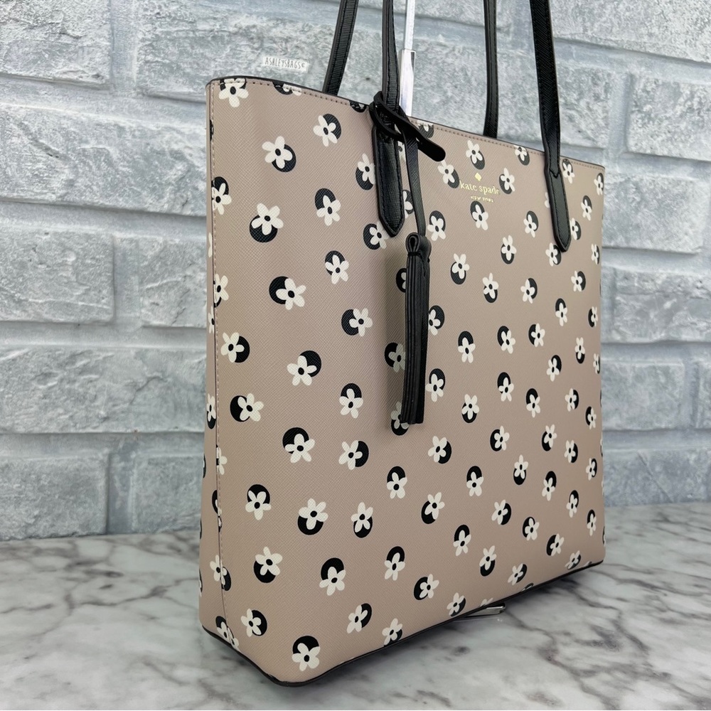 Kate Spade Floral Polka Dot Print Tote & Large Slim Bifold Wallet Neutral Multi - Picture 4 of 13